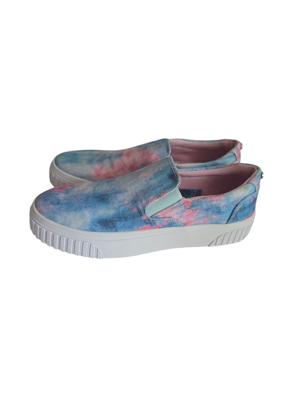 NINE WEST Canvas Slip-On Sneakers in Blue Pink Tie-Dye - Women's 10